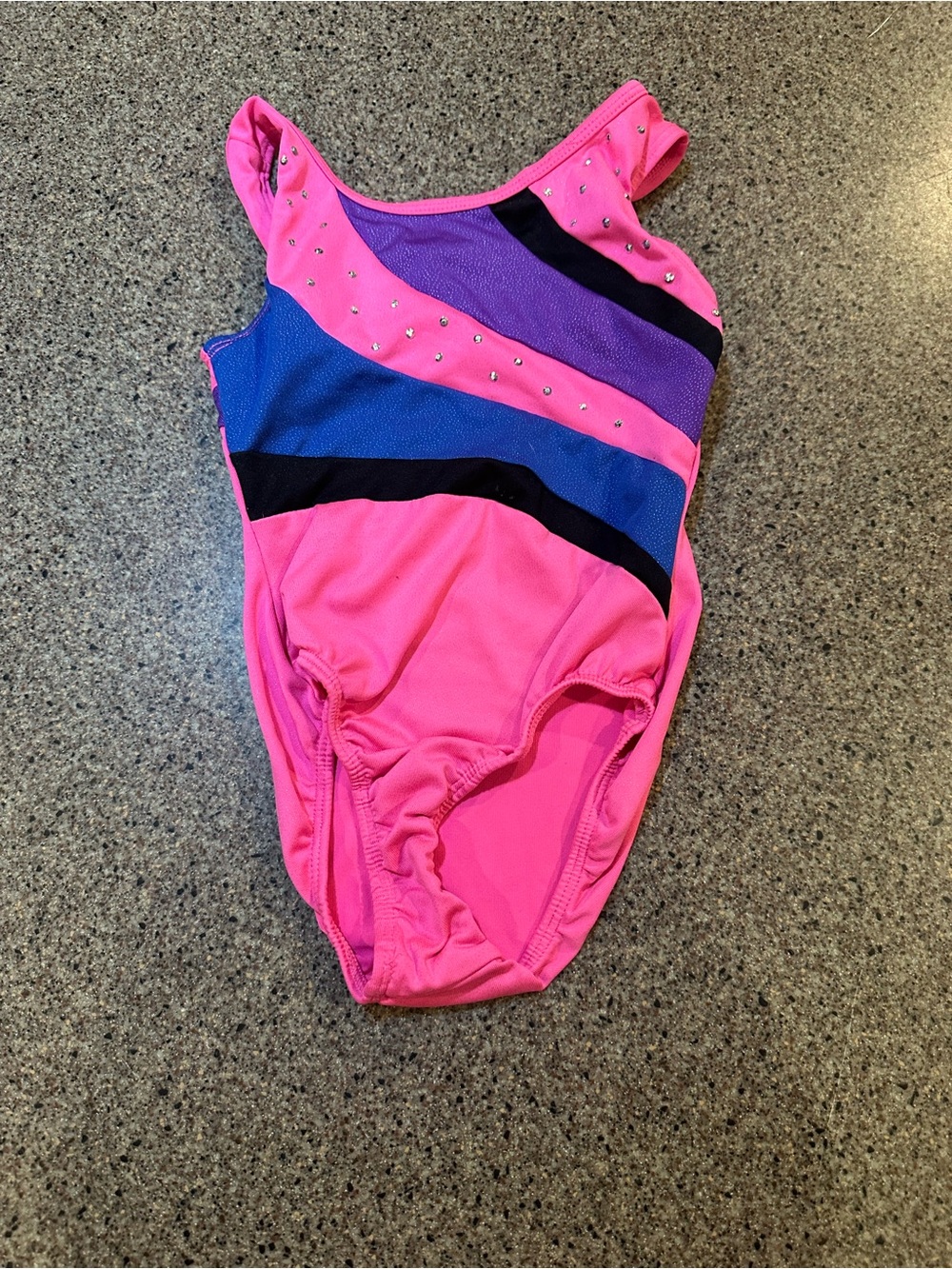 Bright Pink Kids one piece with Colorblock Stripes